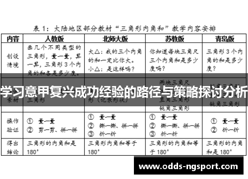学习意甲复兴成功经验的路径与策略探讨分析